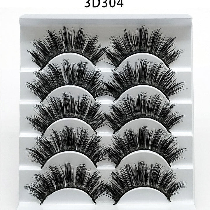 Mink False Eyelashes 3D False Eyelashes Five Pairs Of Soft Cotton Stalk Eyelashes