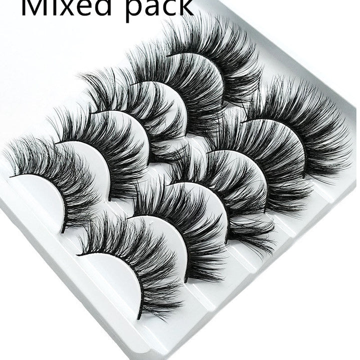 Mink False Eyelashes 3D False Eyelashes Five Pairs Of Soft Cotton Stalk Eyelashes