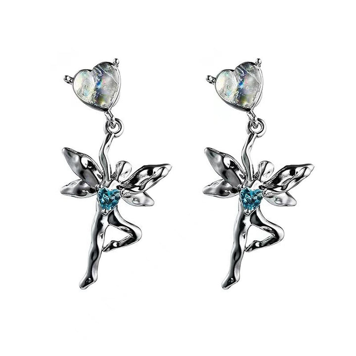 Blue Dancing Elf Earrings Women's Niche Design