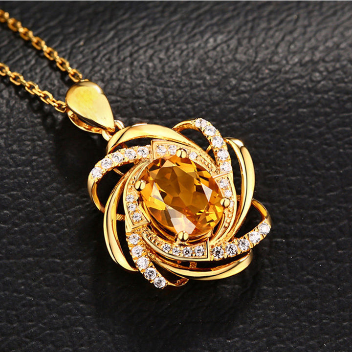 Women's Fashion Flower Sapphire Necklace