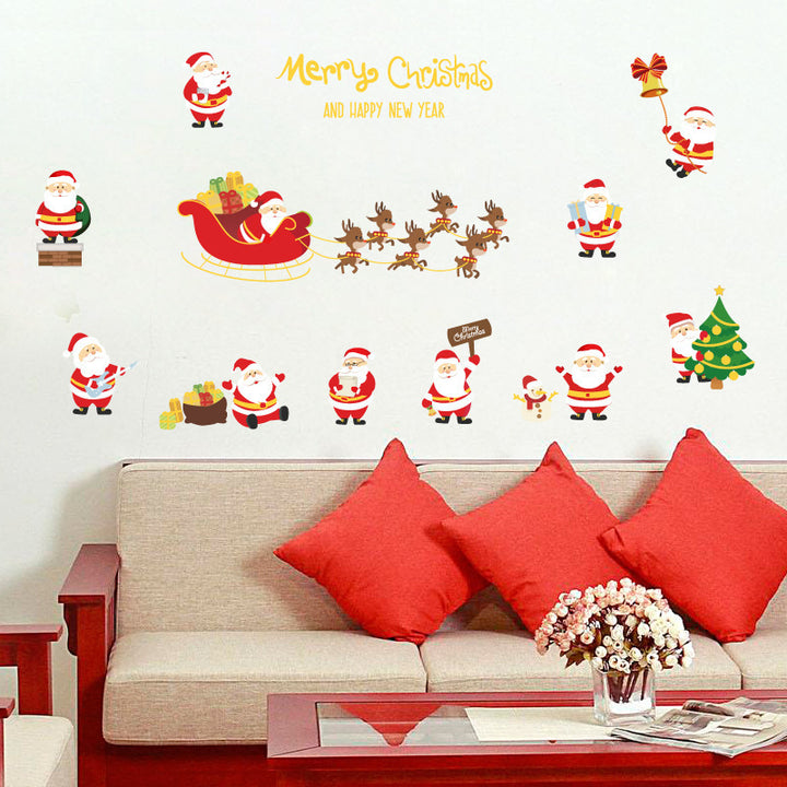 Fashionable cartoon santa claus wall stickers