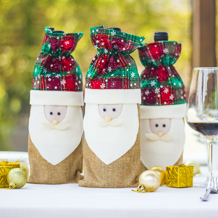 Christmas Table Creative Decorations Red Wine Bottle Bag