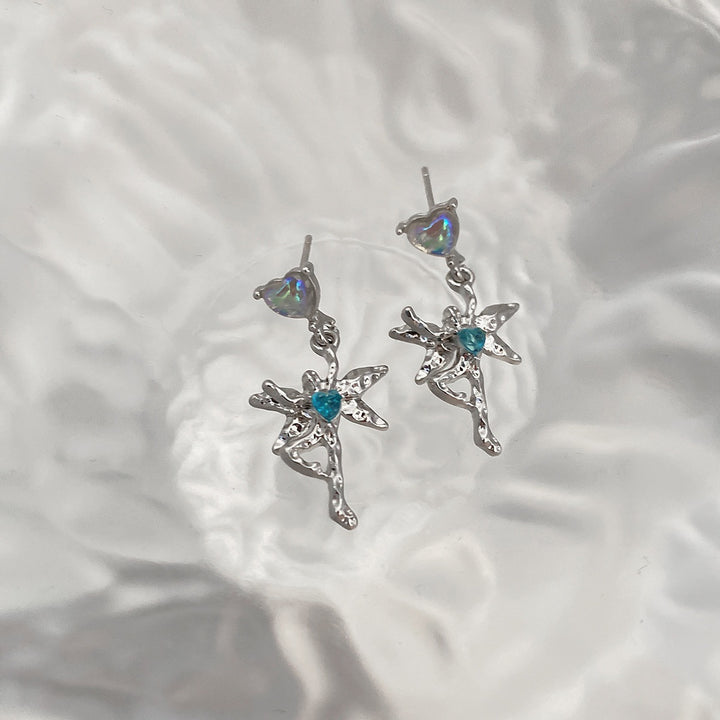 Blue Dancing Elf Earrings Women's Niche Design