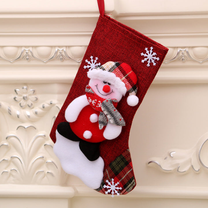 Medium Linen Socks Christmas Decorations Gift Bag