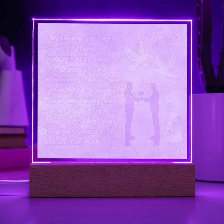 Radiant Unions: LED Square Acrylic Night Light - Perfect Wedding Gift for a Lifetime of Joyful Moments 💖🌈