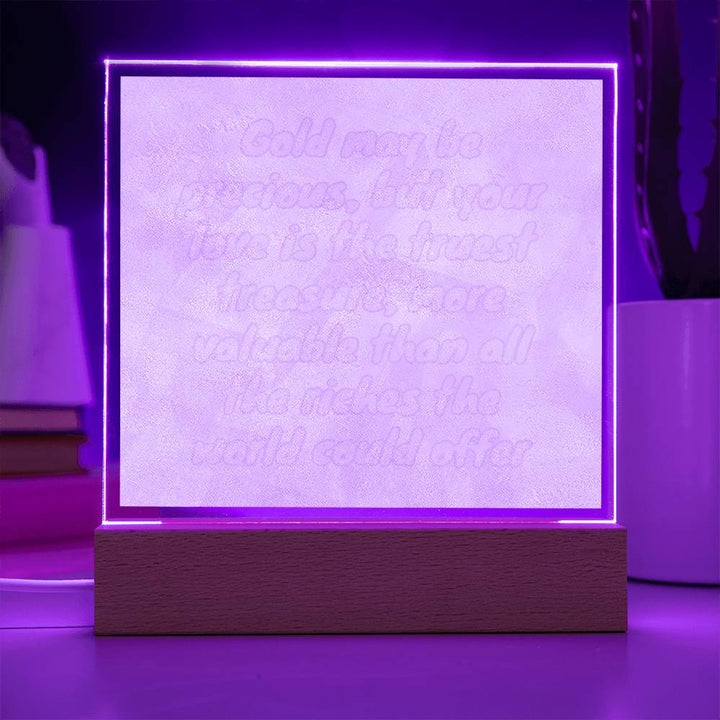 Treasured Love: LED Square Acrylic Night Light - Illuminate Your Romance with Golden Radiance💰 💖✨