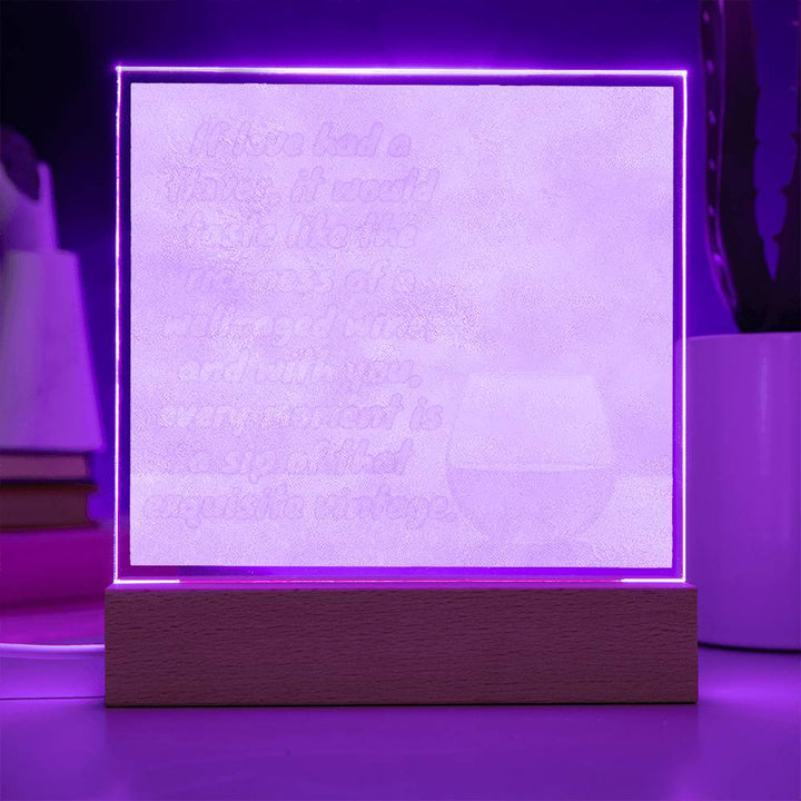 Vintage Love Glow: LED Square Acrylic Night Light - Romantic Sunset & Wine Elegance🍷💖🌅