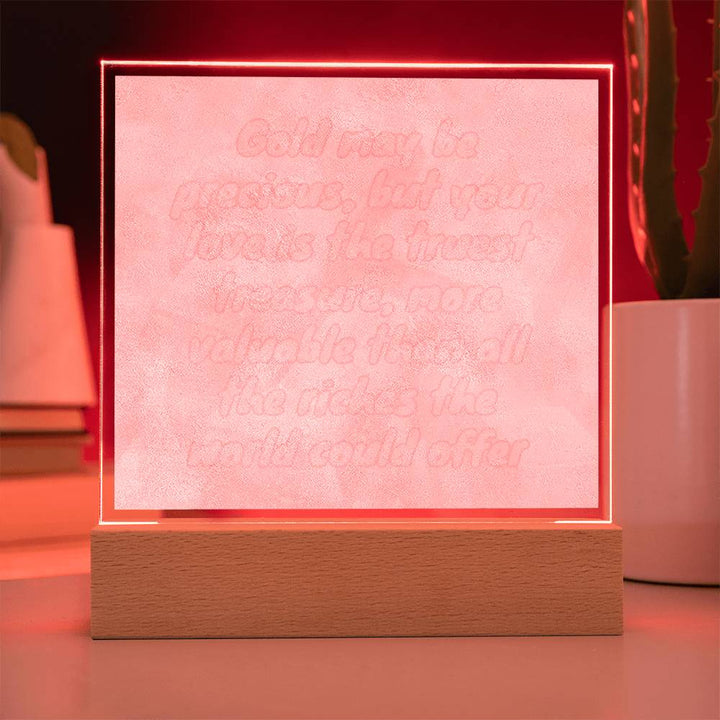 Treasured Love: LED Square Acrylic Night Light - Illuminate Your Romance with Golden Radiance💰 💖✨