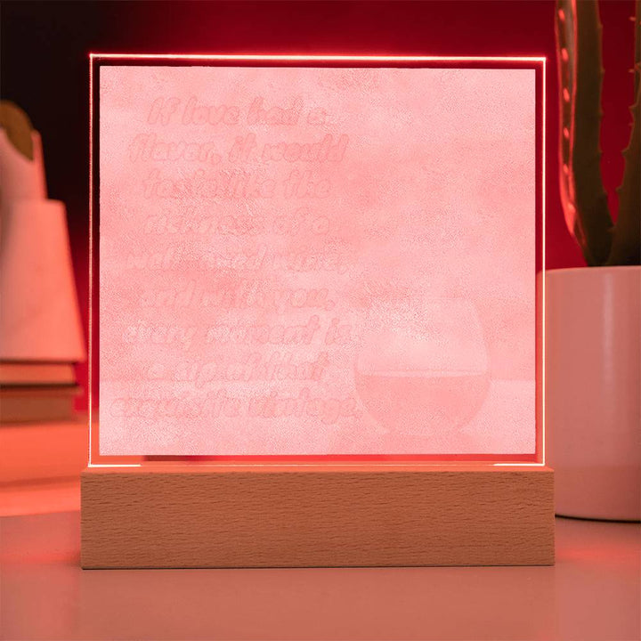 Vintage Love Glow: LED Square Acrylic Night Light - Romantic Sunset & Wine Elegance🍷💖🌅