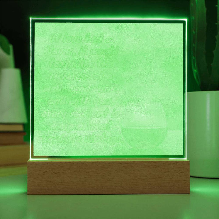 Vintage Love Glow: LED Square Acrylic Night Light - Romantic Sunset & Wine Elegance🍷💖🌅