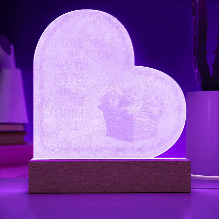 Whisker Wonderland: LED Heart-Shaped Night Light with Rose Ring and Adorable Kittens in a Basket – A Heartfelt Gift for Your Loving Cat Lover!