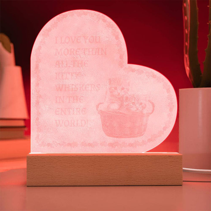 Whisker Wonderland: LED Heart-Shaped Night Light with Rose Ring and Adorable Kittens – A Radiant Gift for Your Lovely  Cat Lover!