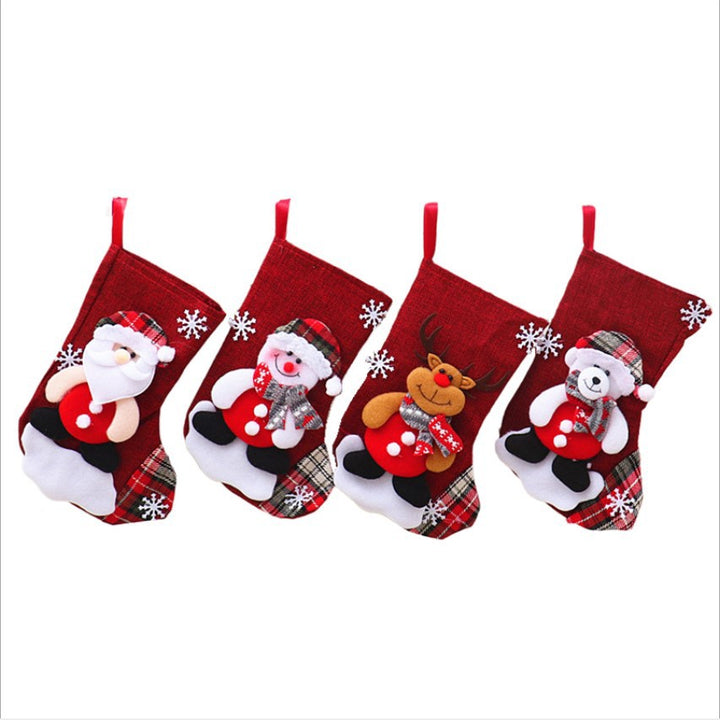 Medium Linen Socks Christmas Decorations Gift Bag