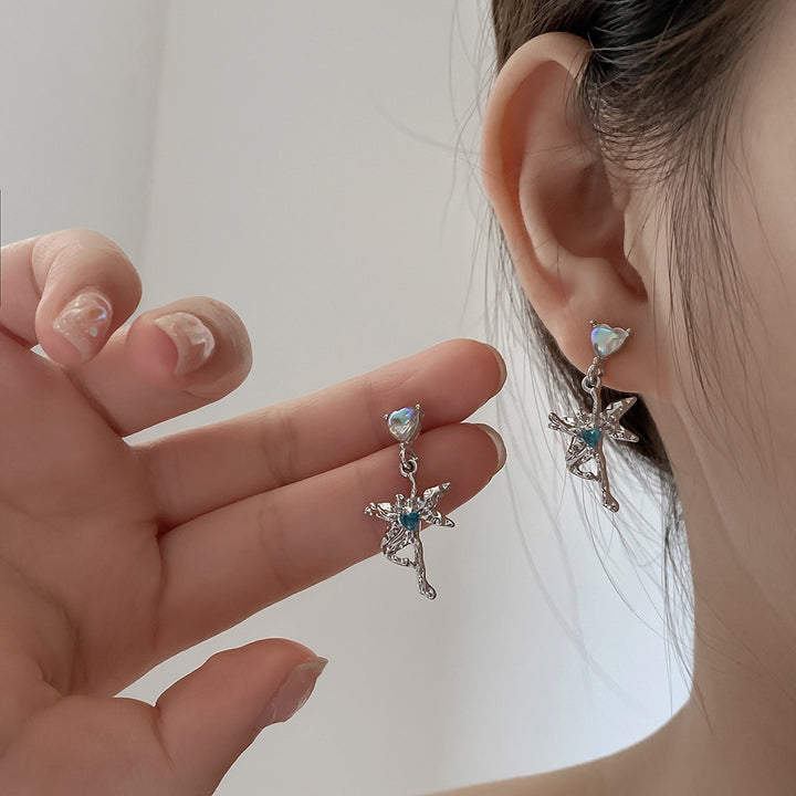 Blue Dancing Elf Earrings Women's Niche Design